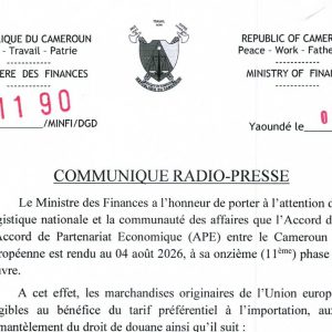 COMMUNIQUE DU MINISTRE DES FINANCES ACCORD DE PARTENARIAT ECONOMIQUE